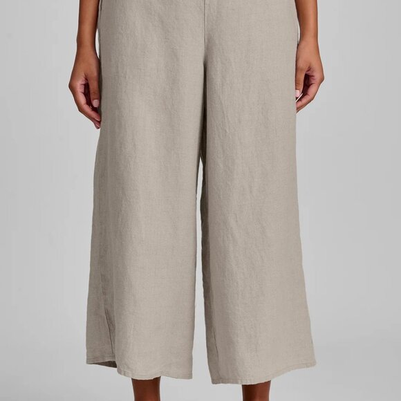Flax Natural Sociable Flood Wide Leg Linen Pants Large - Picture 2 of 16